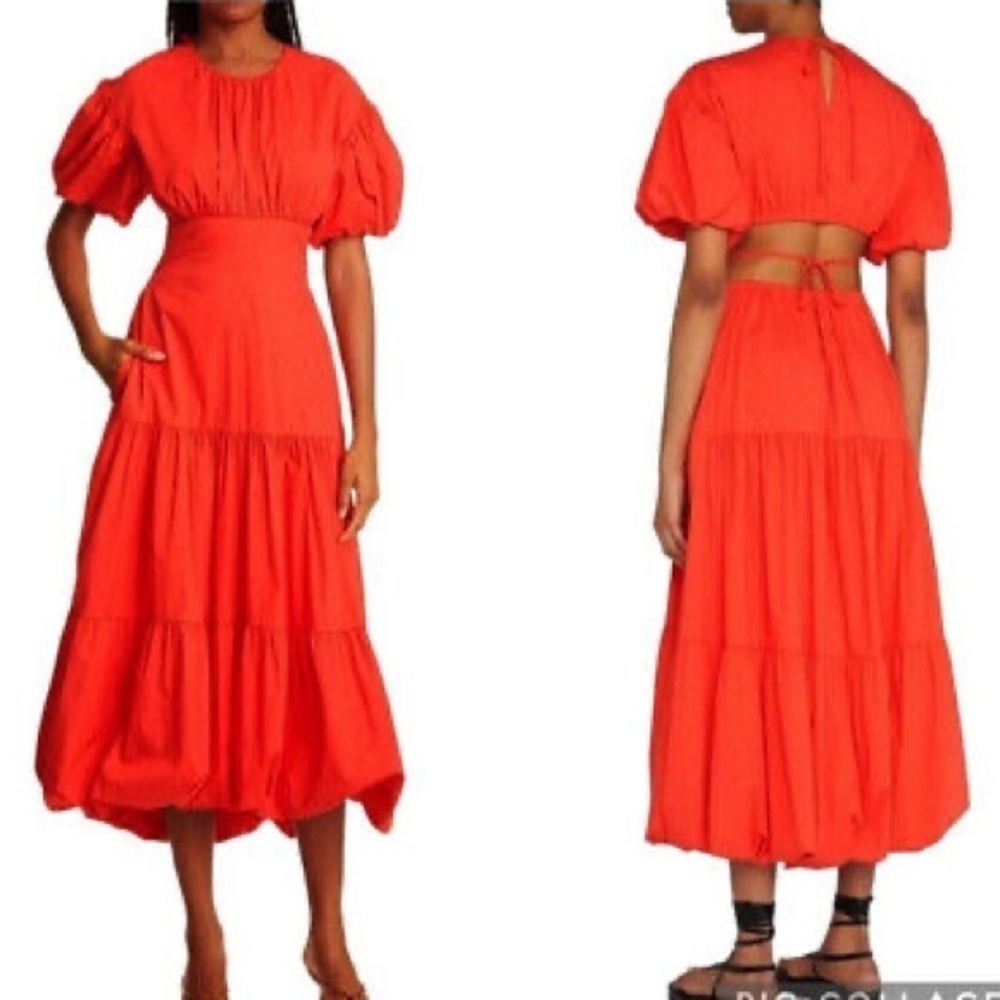 NWT Cinq A Sept Red Orange Midi Dress sz 8
